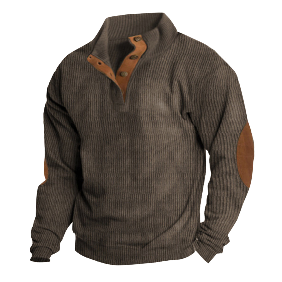 Men's Solid Color Lapel Long Sleeve T-Shirt Blue Gray