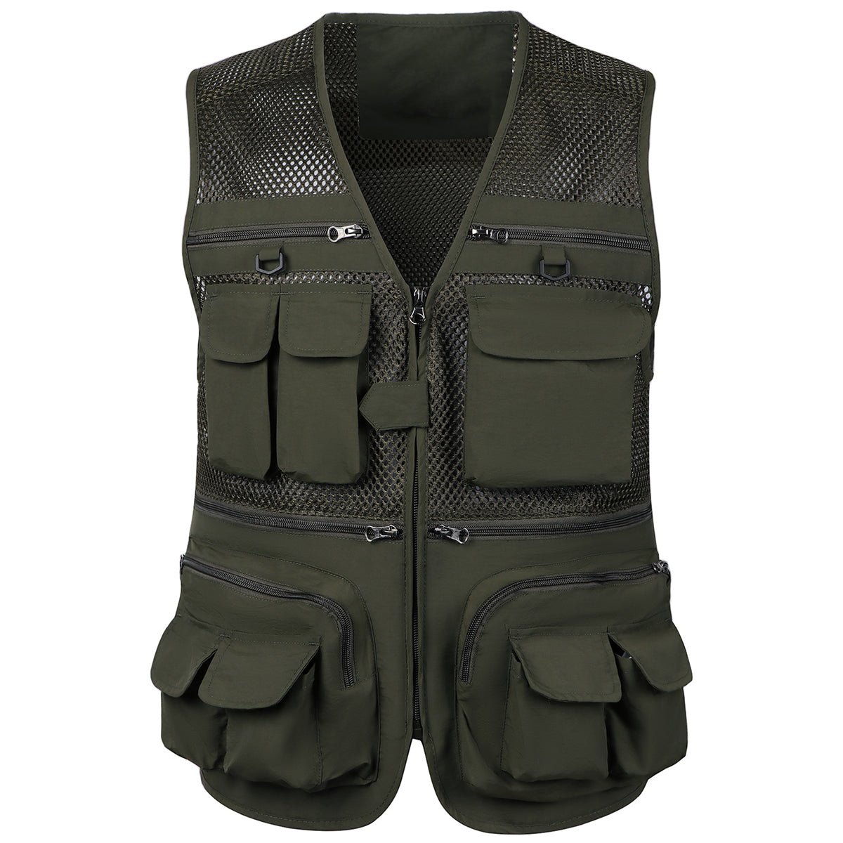 Men's mesh multi-pocket vest vest military green