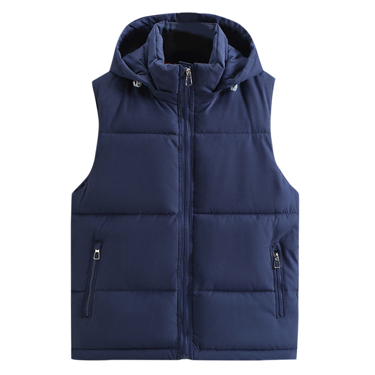 Men's solid color hooded vest navy blue