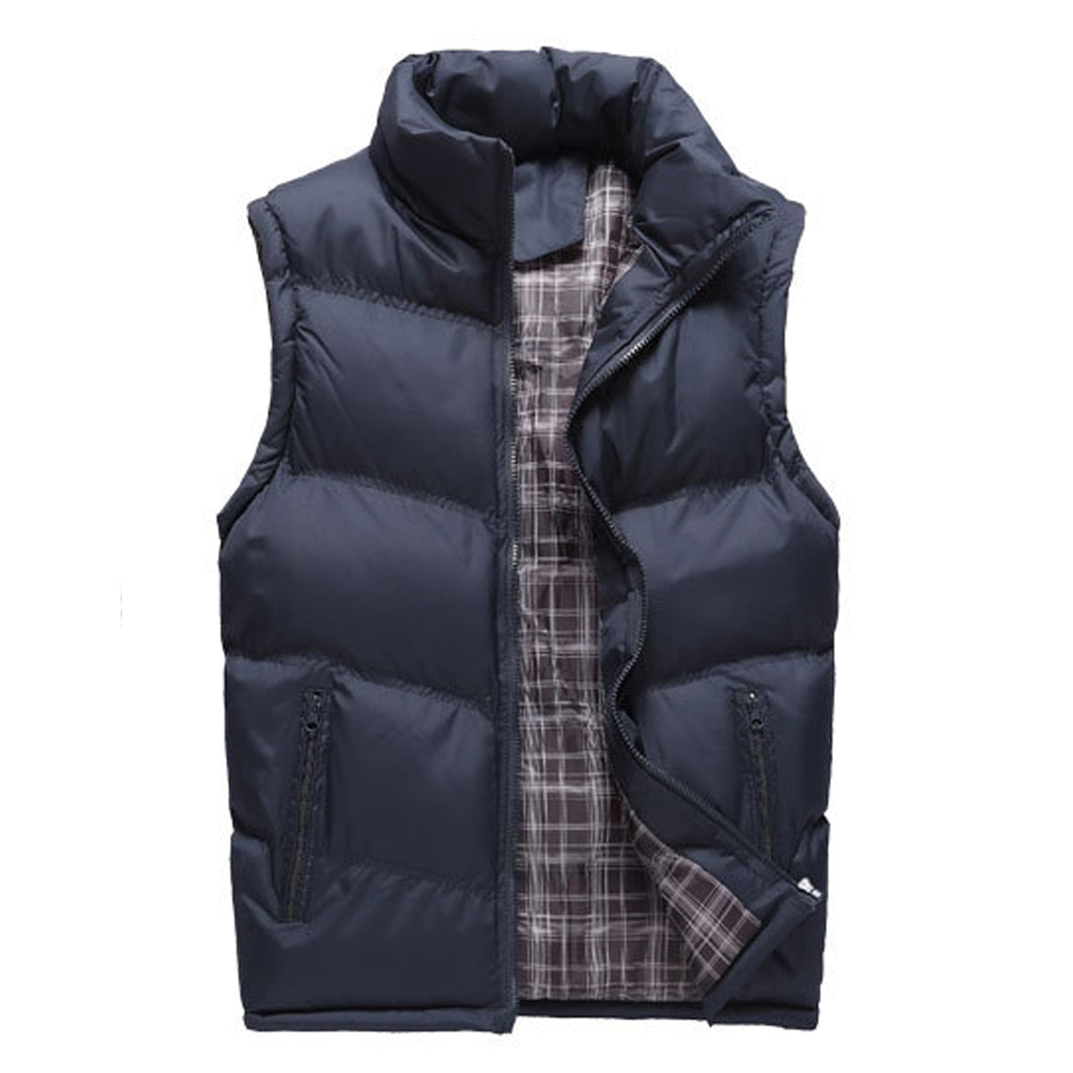 Men's thick down cotton vest plus size dark blue