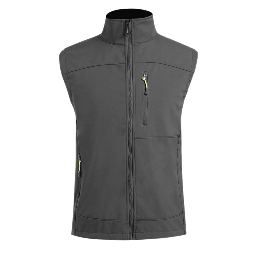 Men's waistcoat in solid gray with stand-up collar