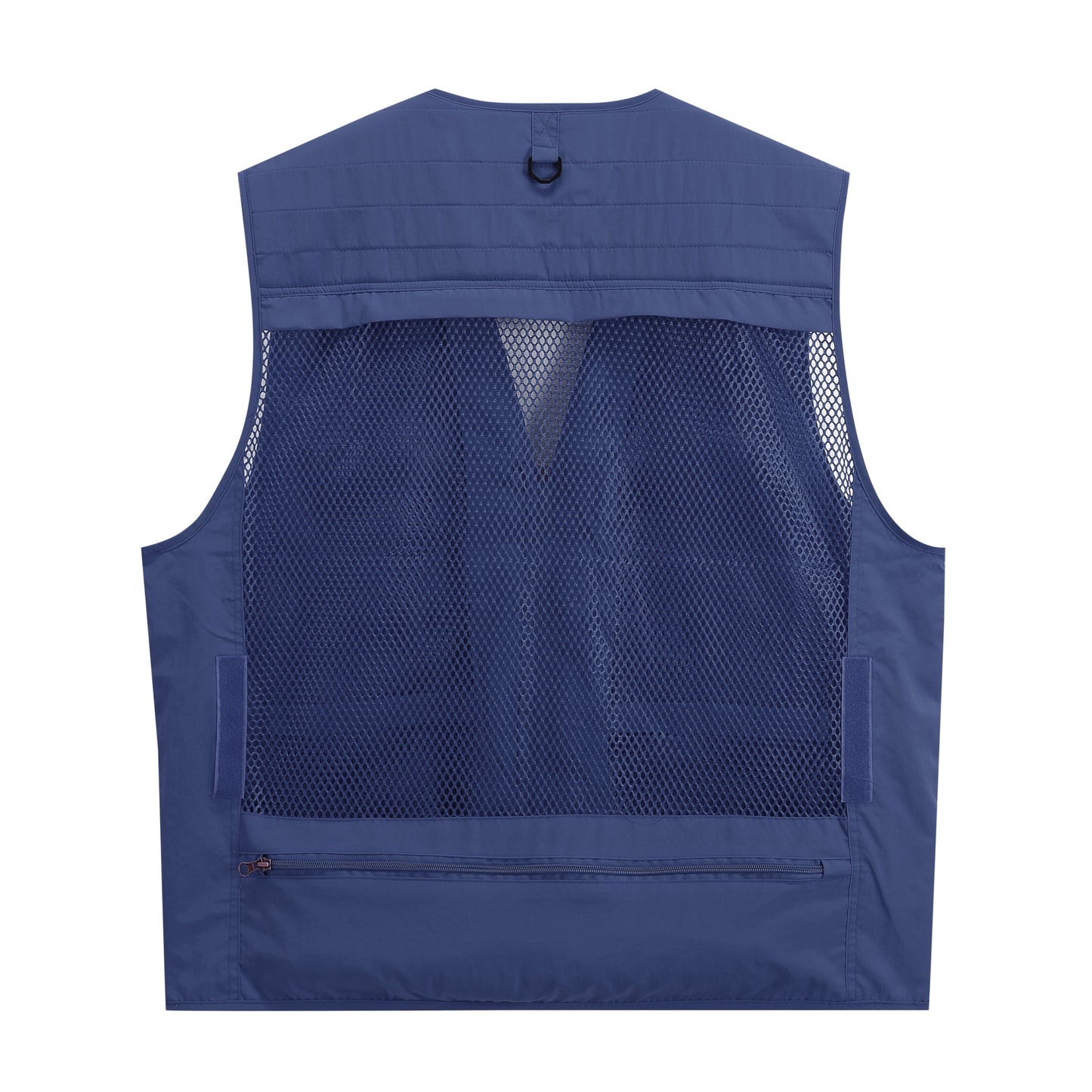 Men's V-neck solid color outdoor multi pocket casual vest in navy blue