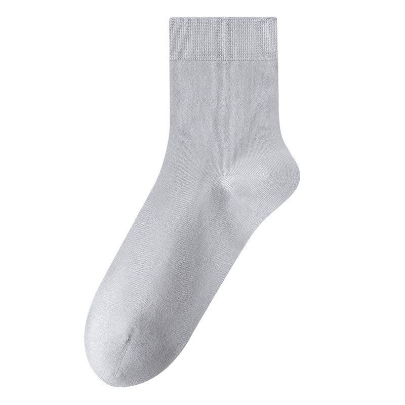 Men's solid color sports casual middle tube socks light gray
