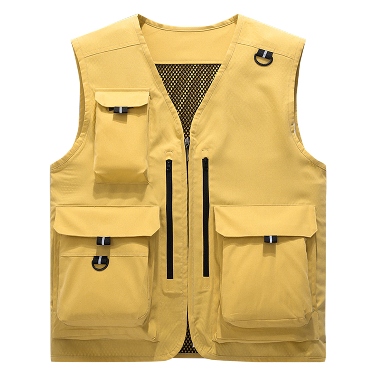 Men's multi pocket casual vest in yellow
