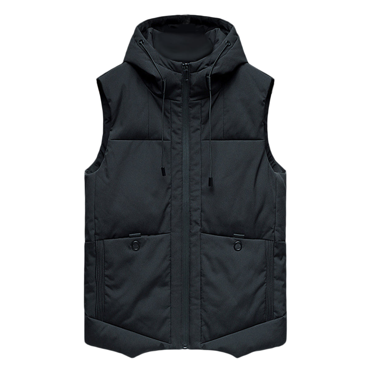 Men's solid color hooded thick vest black