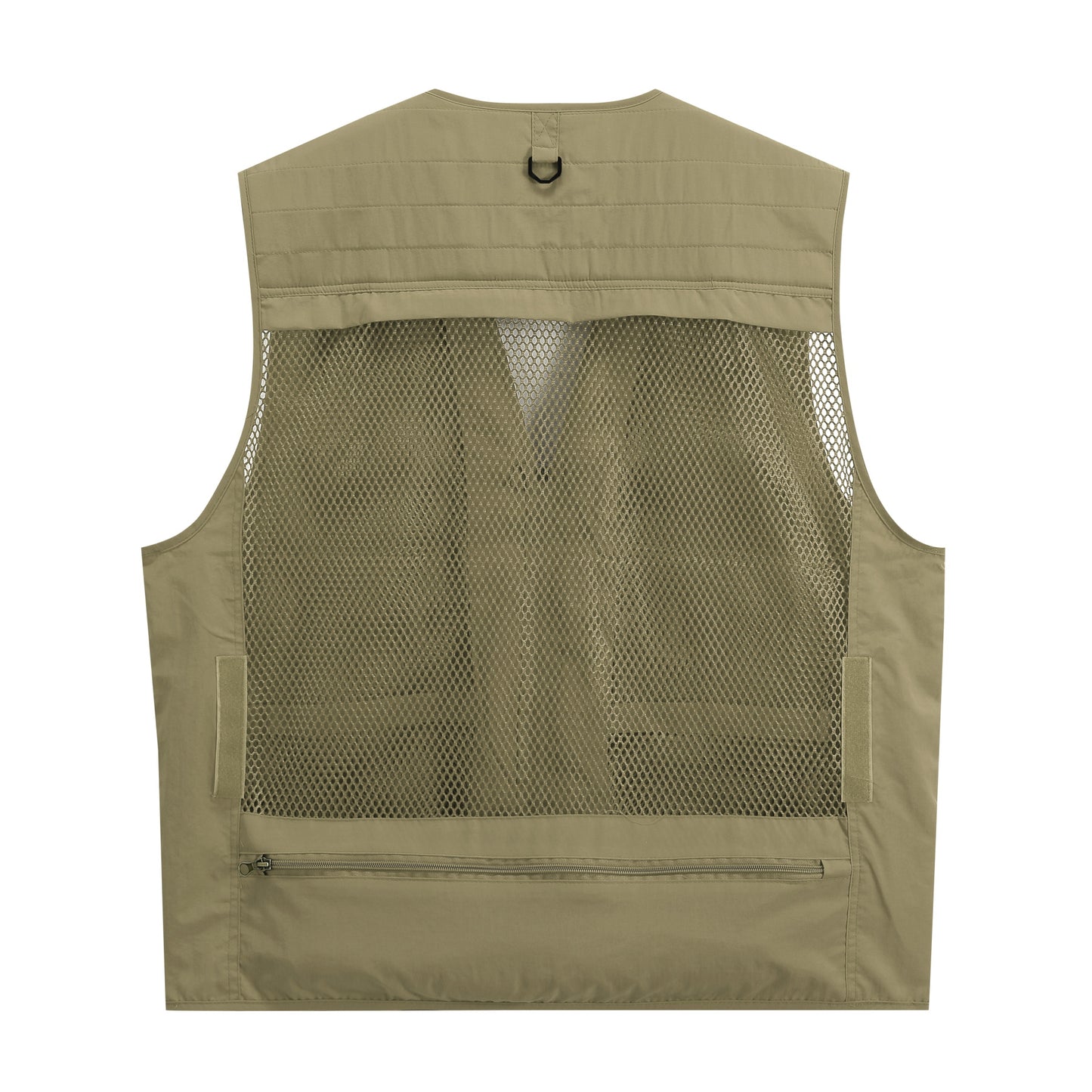 Men's V-neck solid color outdoor multi pocket casual vest khaki