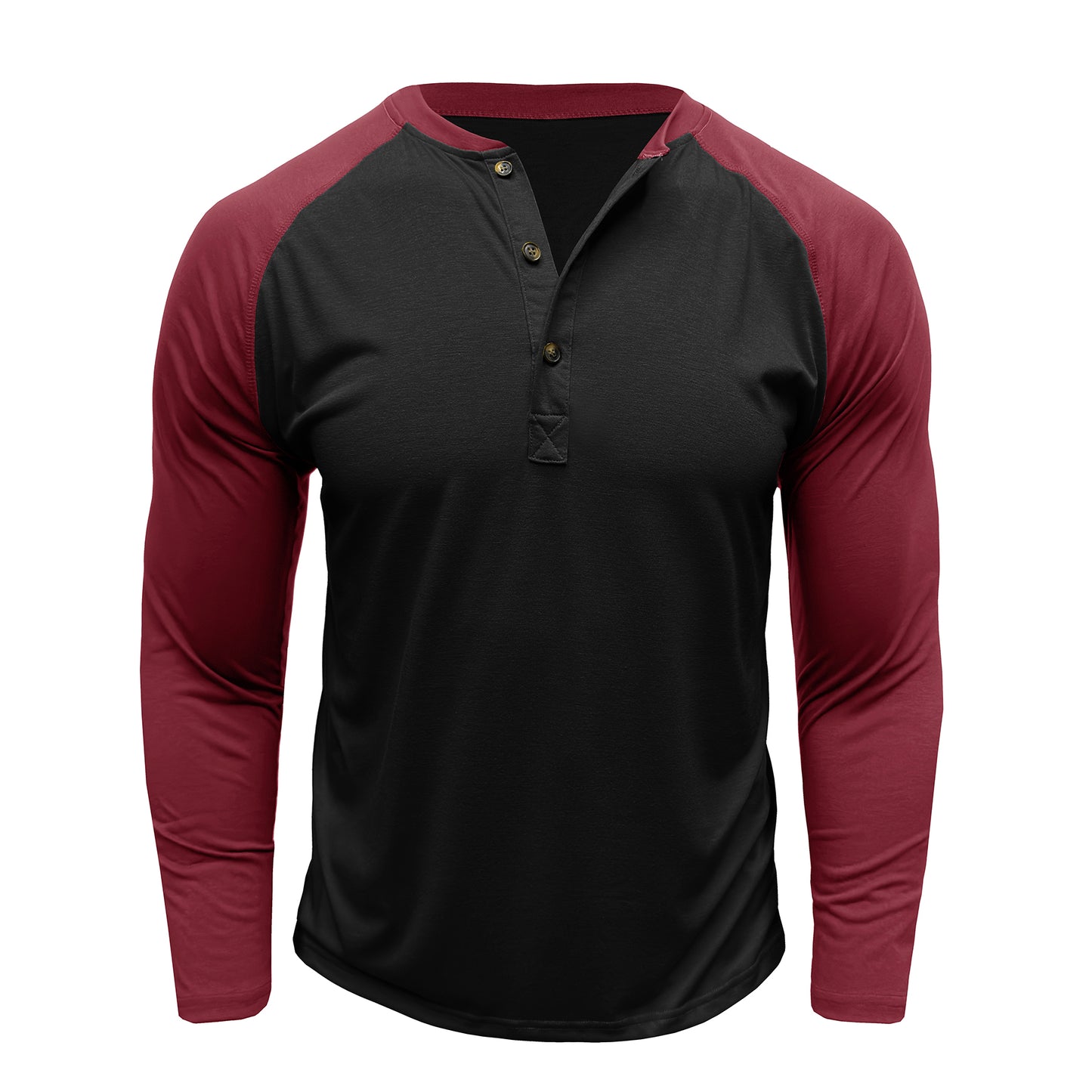Men's color blocked round neck long sleeved T-shirt in black