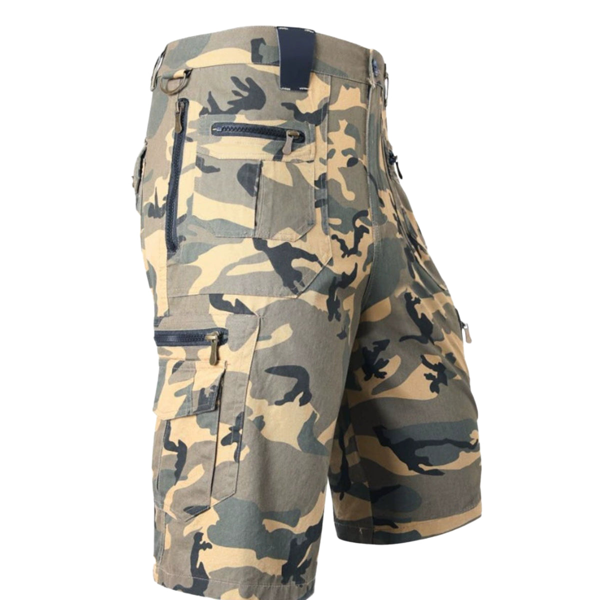 Men's solid color straight-leg slacks with multiple pockets khaki pattern shorts