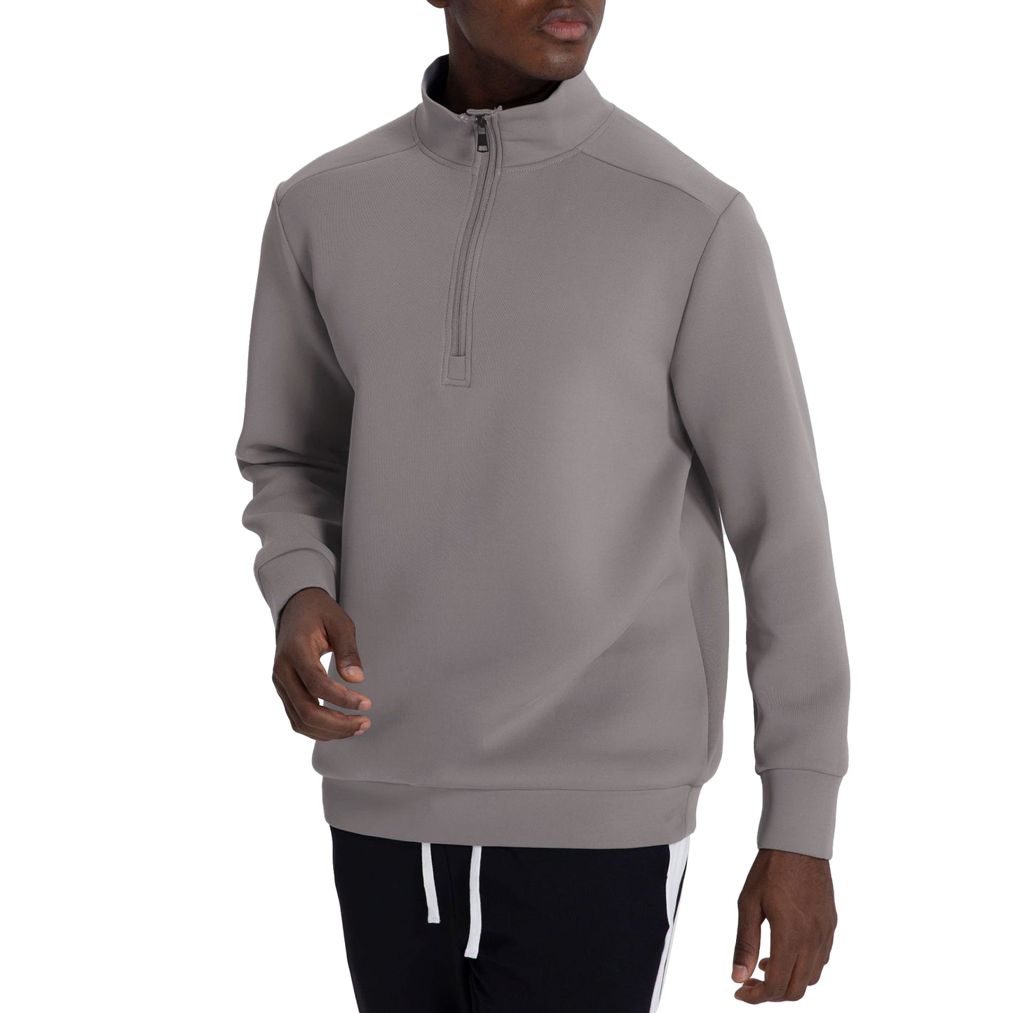 Men's stand collar sports thickened sweatshirt coffee color