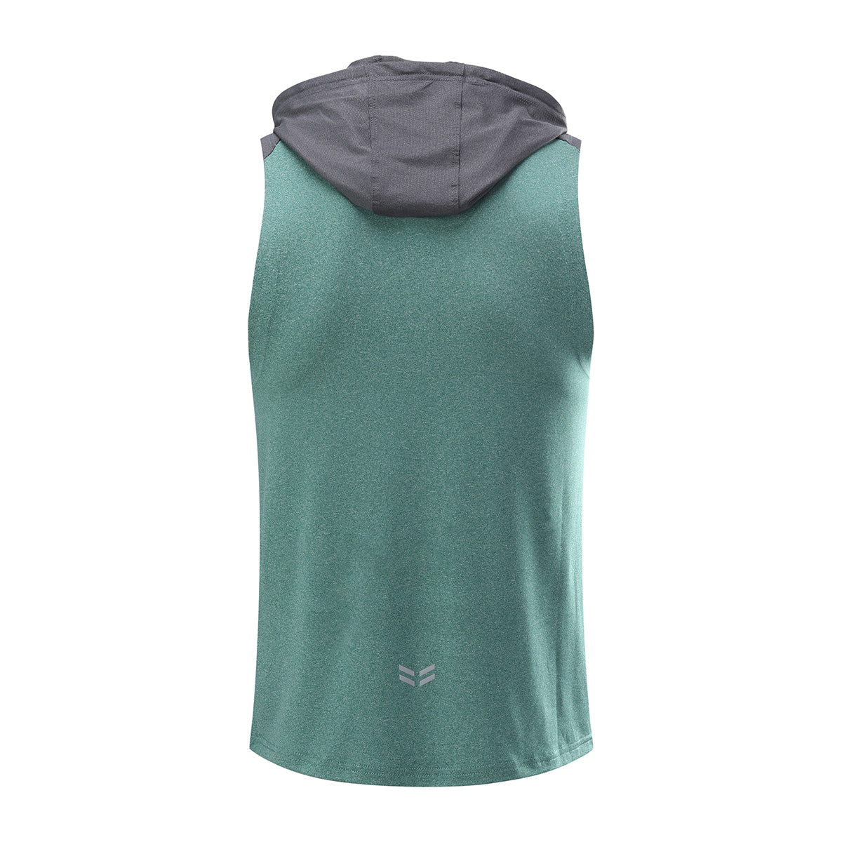 Men's hooded sleeveless color blocked sports casual vest green