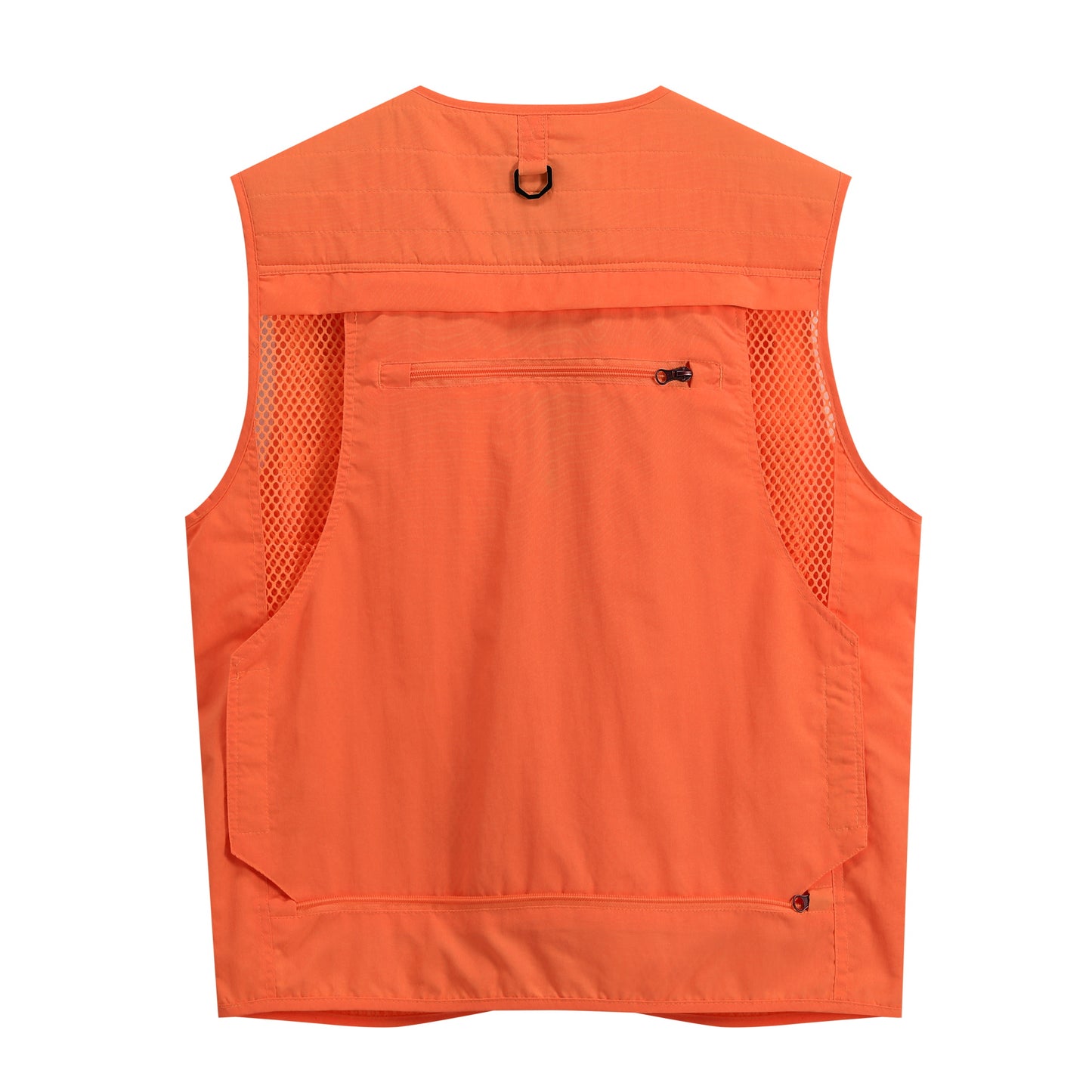 Men's V-neck solid color outdoor multi pocket casual vest orange
