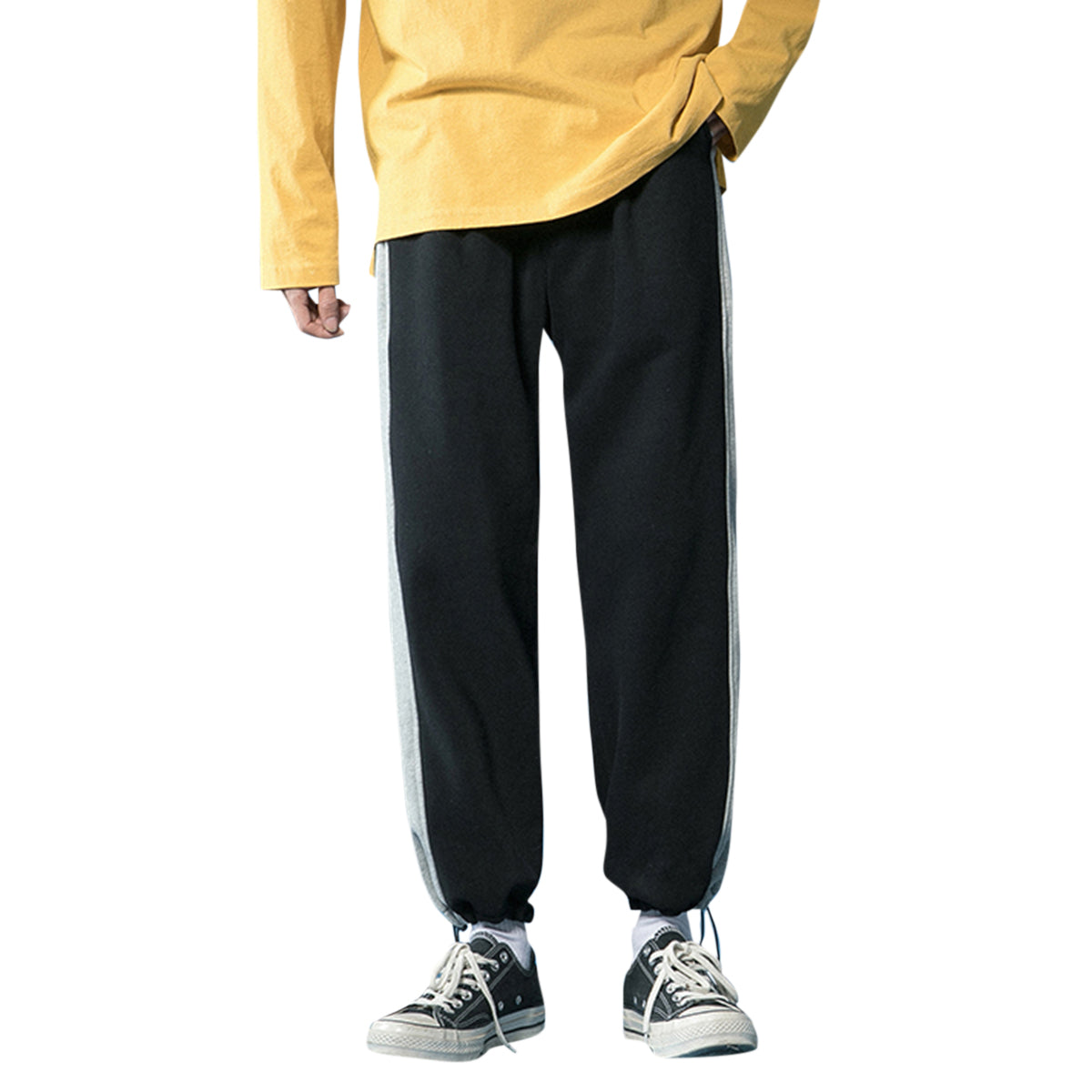 Men's drawstring loose sports casual pants black