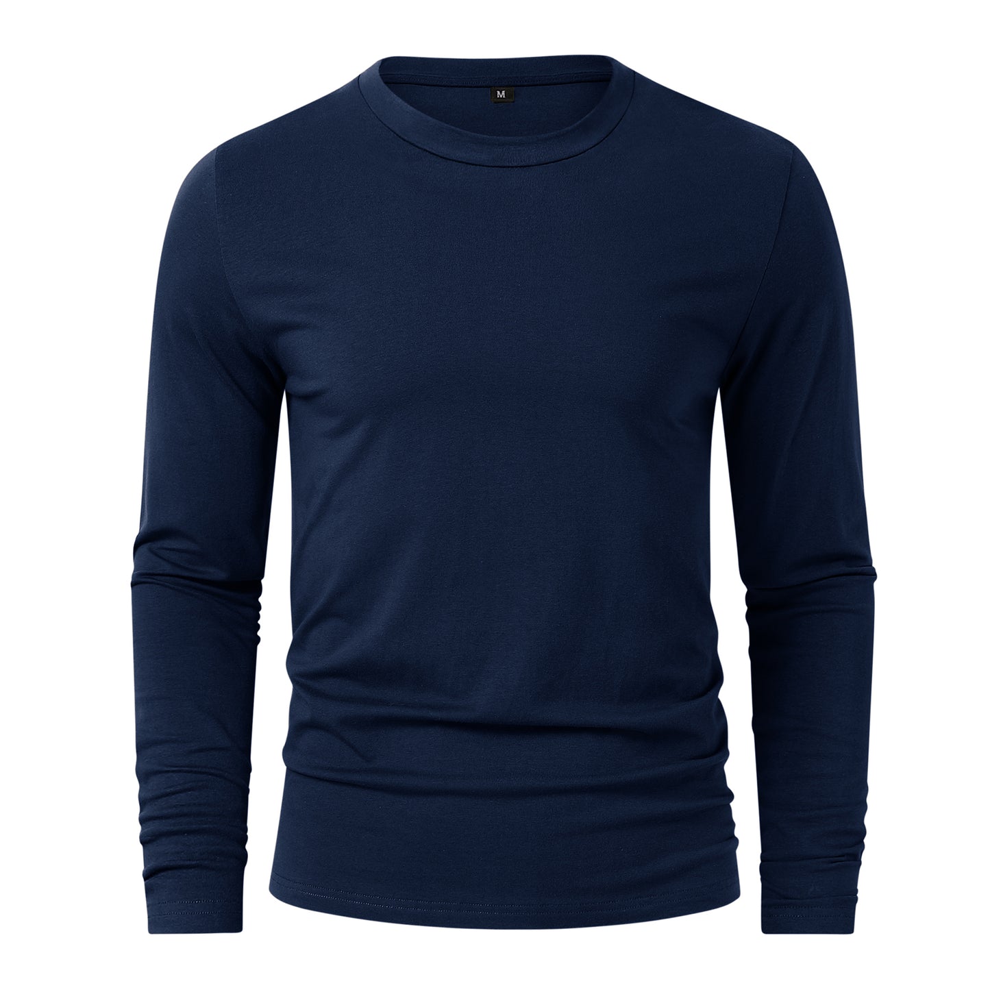 Men's Solid Color Round Neck Long Sleeve T-Shirt Army Green