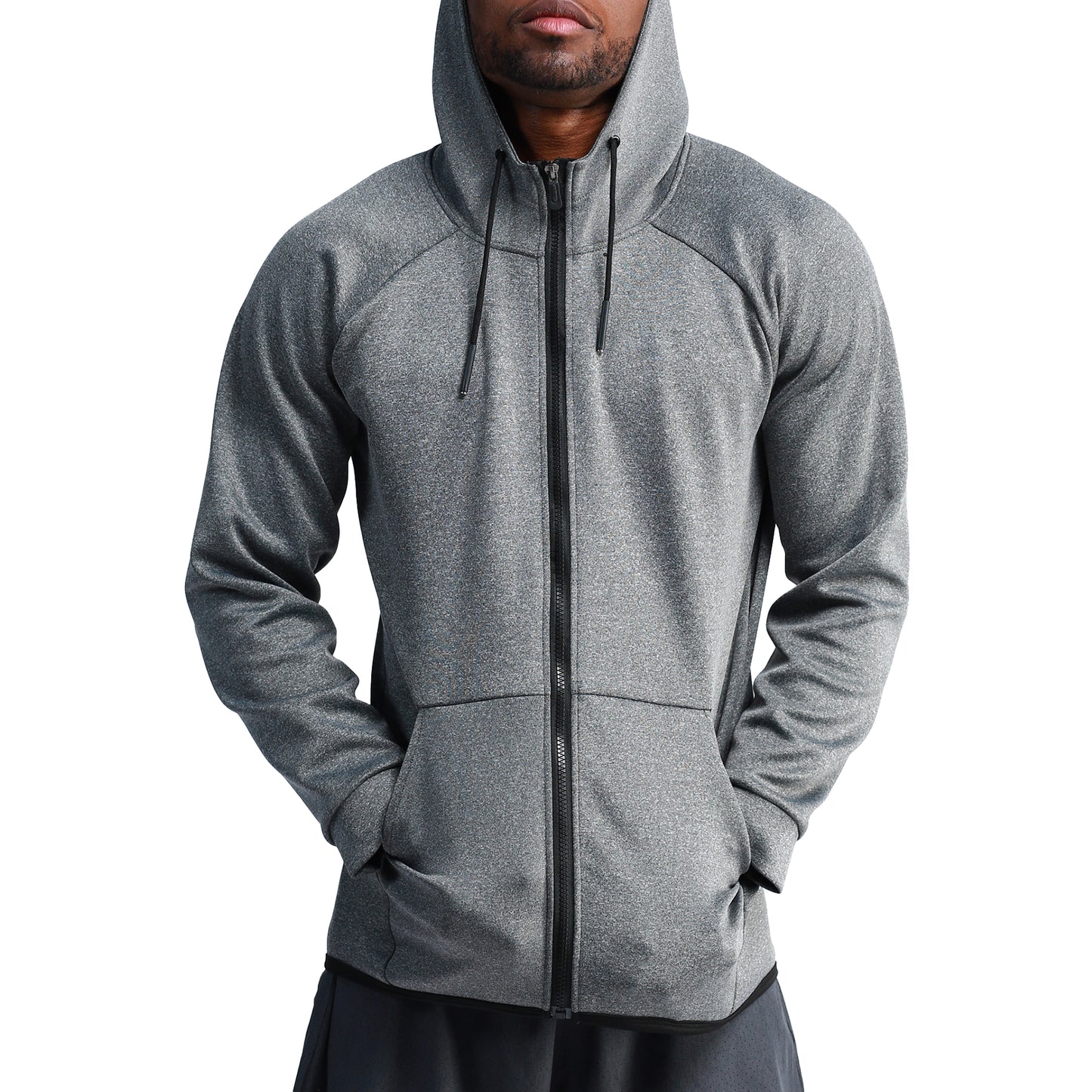 Men's long-sleeved hoodie dark gray
