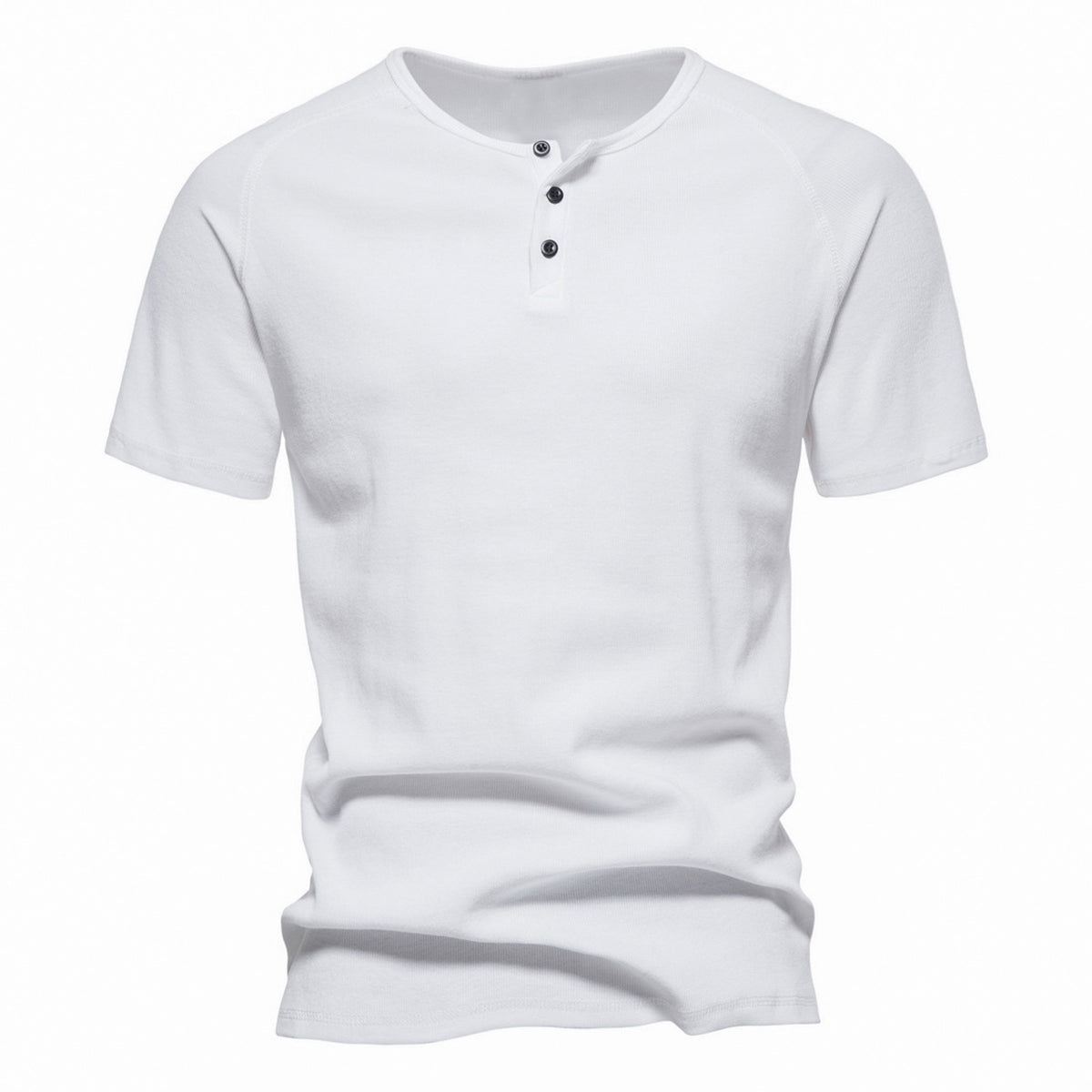 Men's solid color V-neck short-sleeved T-shirt blue