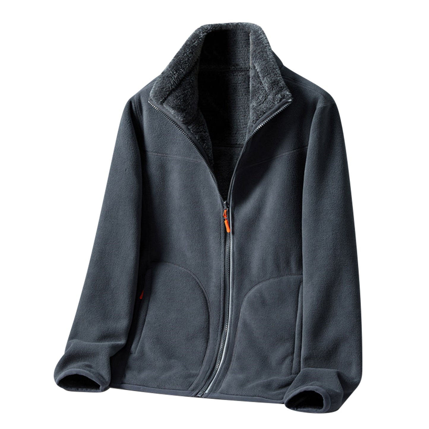Dark gray men's jacket with stand-up collar