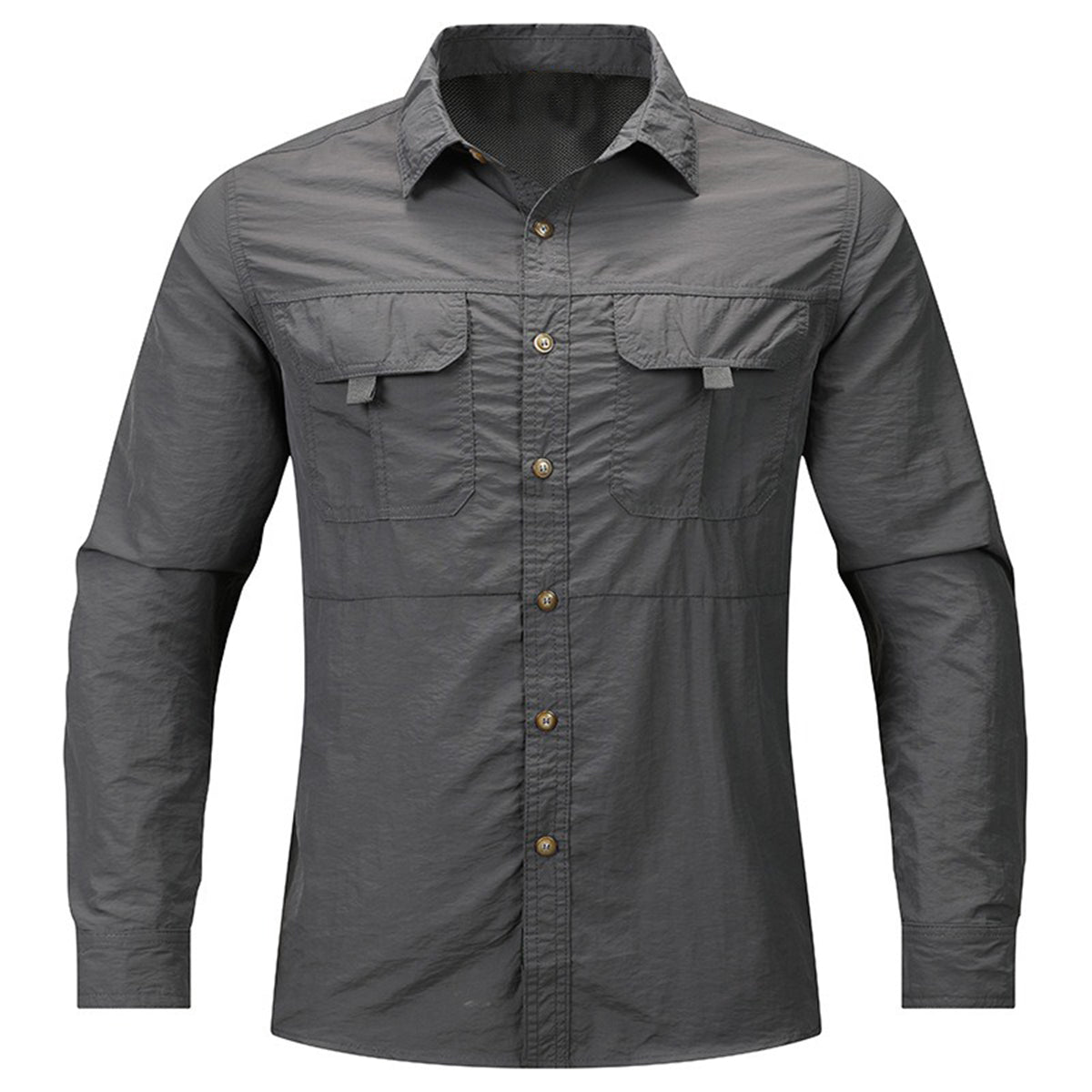 Men's quick-drying uniform loose-fitting long-sleeved shirt gray