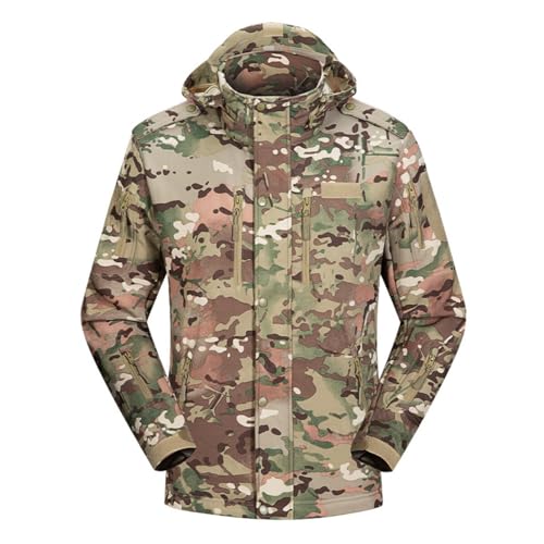 YOUTHUP Men's Waterproof Windbreaker Hooded Jacket Military Camouflage Jackets Waterproof Rain Jacket