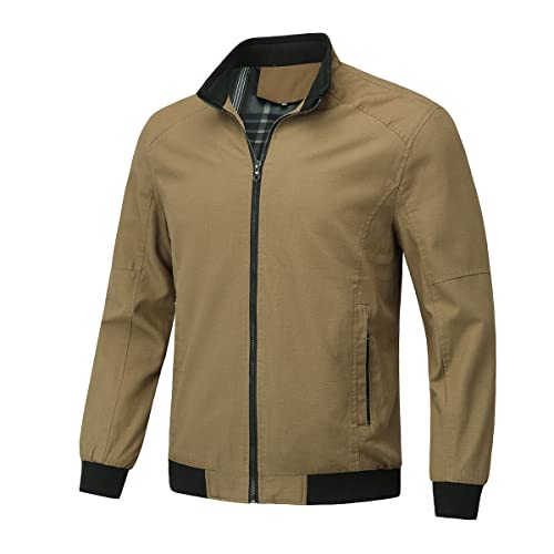 YOUTHUP Men's Jacket Casual Cotton Bomber Jacket Cargo Windbreaker Outwear