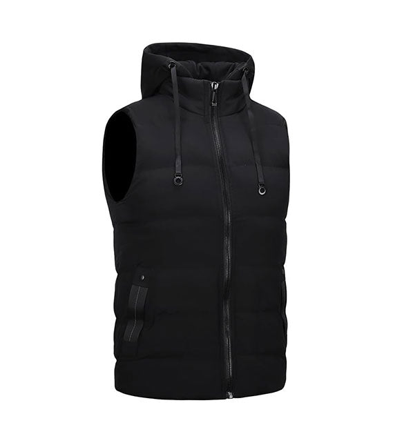YOUTHUP Men's Gilet with Hood Winter Quilted Body Warmer Thick Windproof Outwear Sleeveless Puffer Coat