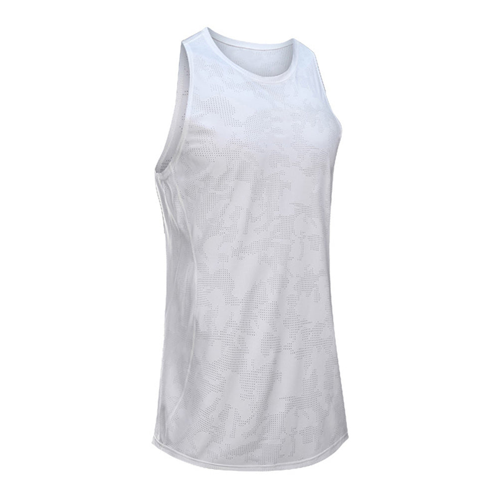 Men's round neck solid color casual vest white