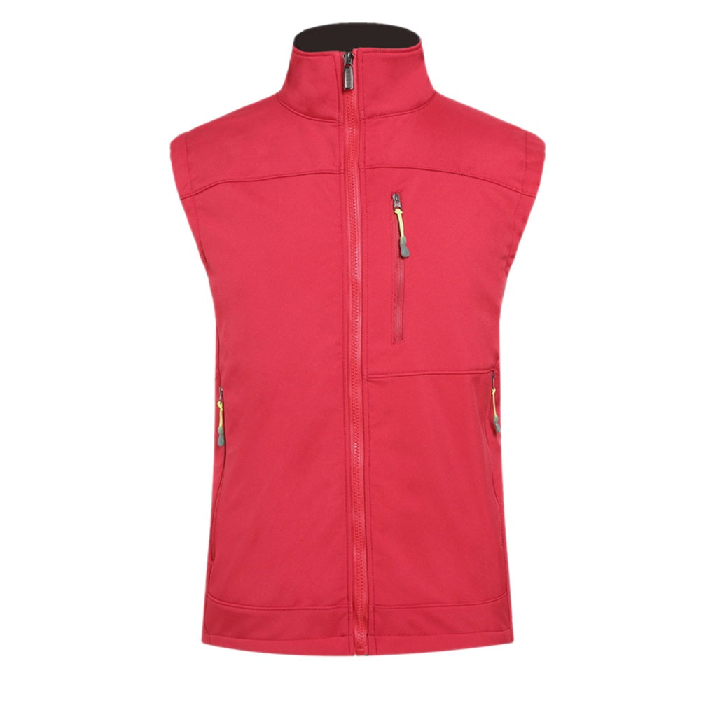 Men's solid color stand up collar vest in red
