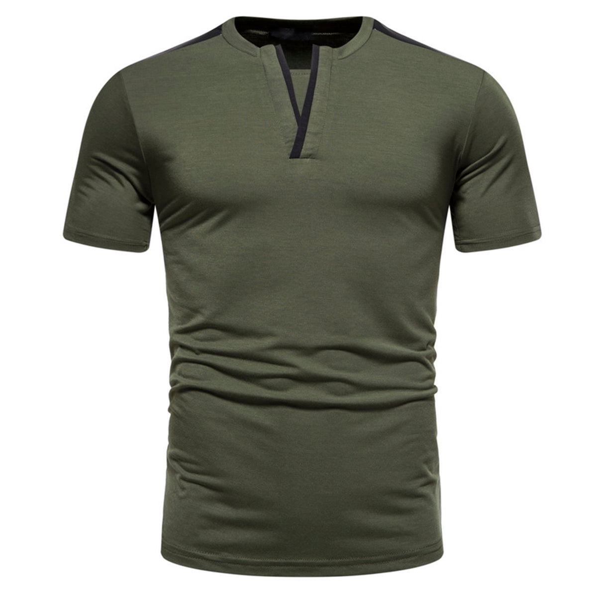 Men's Solid Color Round Neck Short Sleeve T-Shirt Black