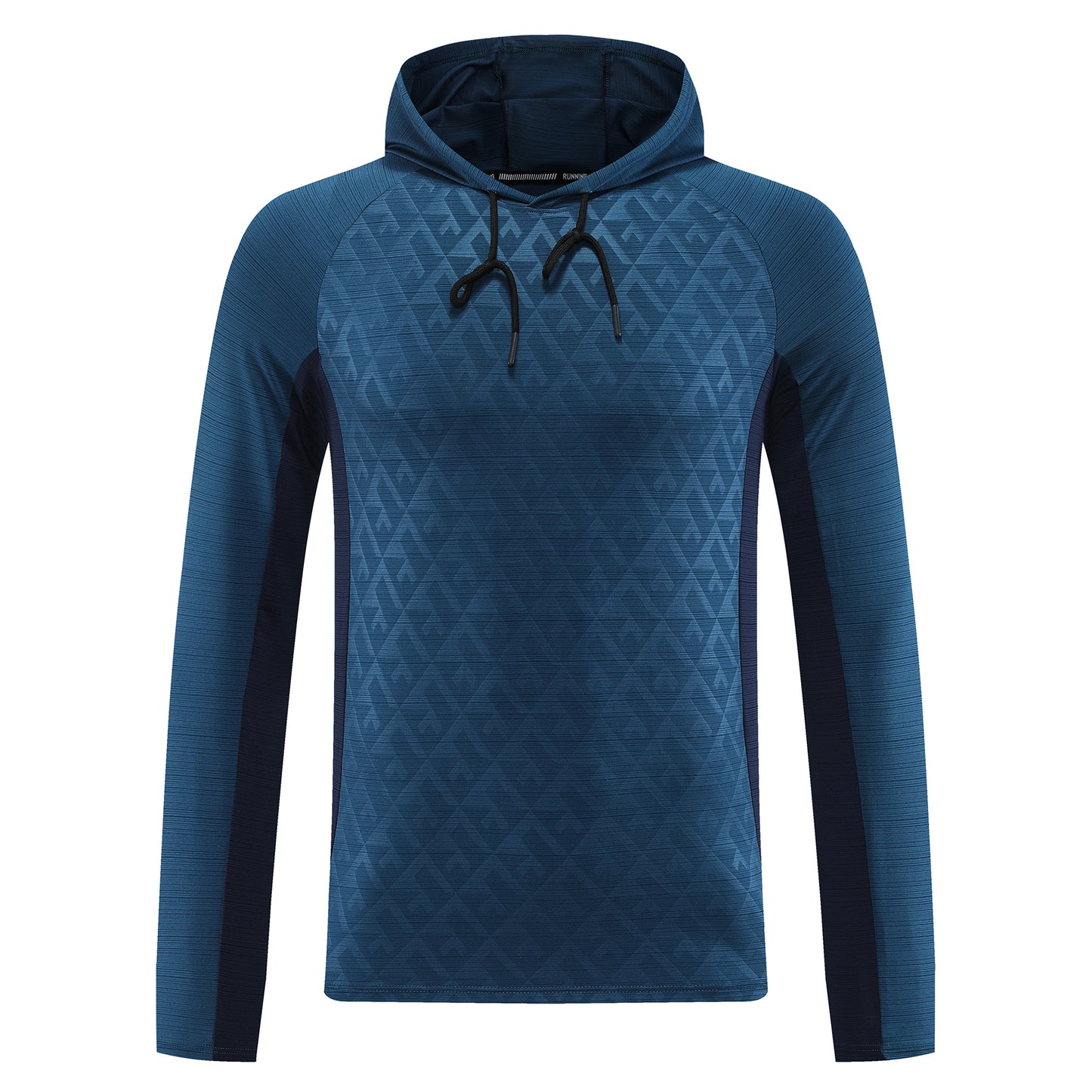 Men's hooded color matching sports sweatshirt dark blue