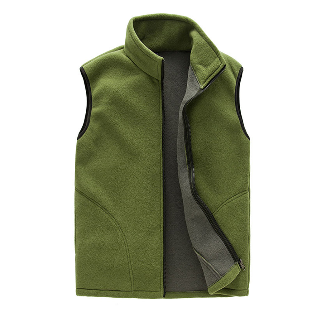 Men's solid color zipper vest, light military green