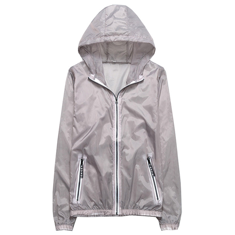 Men's hooded solid color sun protection clothing sky blue