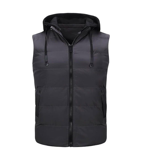 YOUTHUP Men's Gilet with Hood Winter Quilted Body Warmer Thick Windproof Outwear Sleeveless Puffer Coat