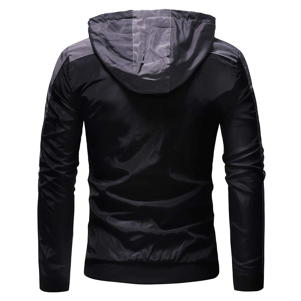 YOUTHUP Mens Jackets Casual Lightweight Hooded Sport Jacket Patchwork Outdoor Coat
