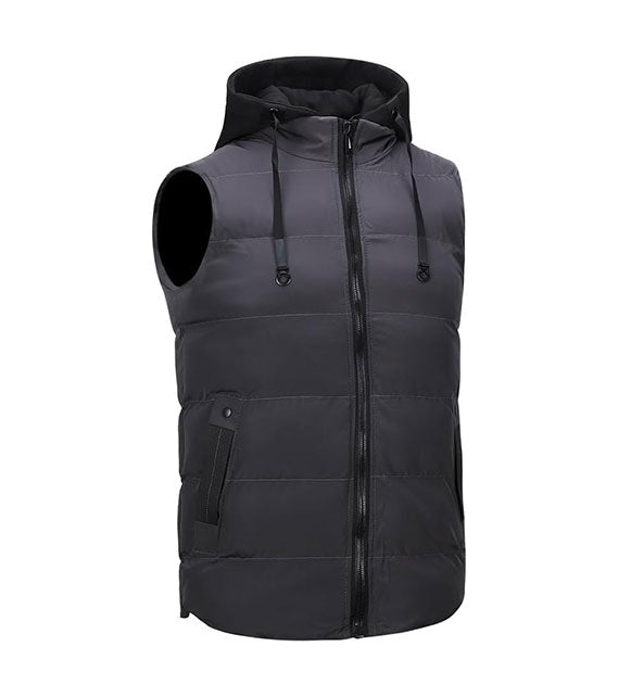 YOUTHUP Men's Gilet with Hood Winter Quilted Body Warmer Thick Windproof Outwear Sleeveless Puffer Coat