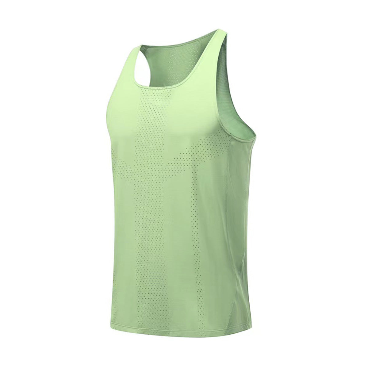 Men's sleeveless solid color sports vest light green