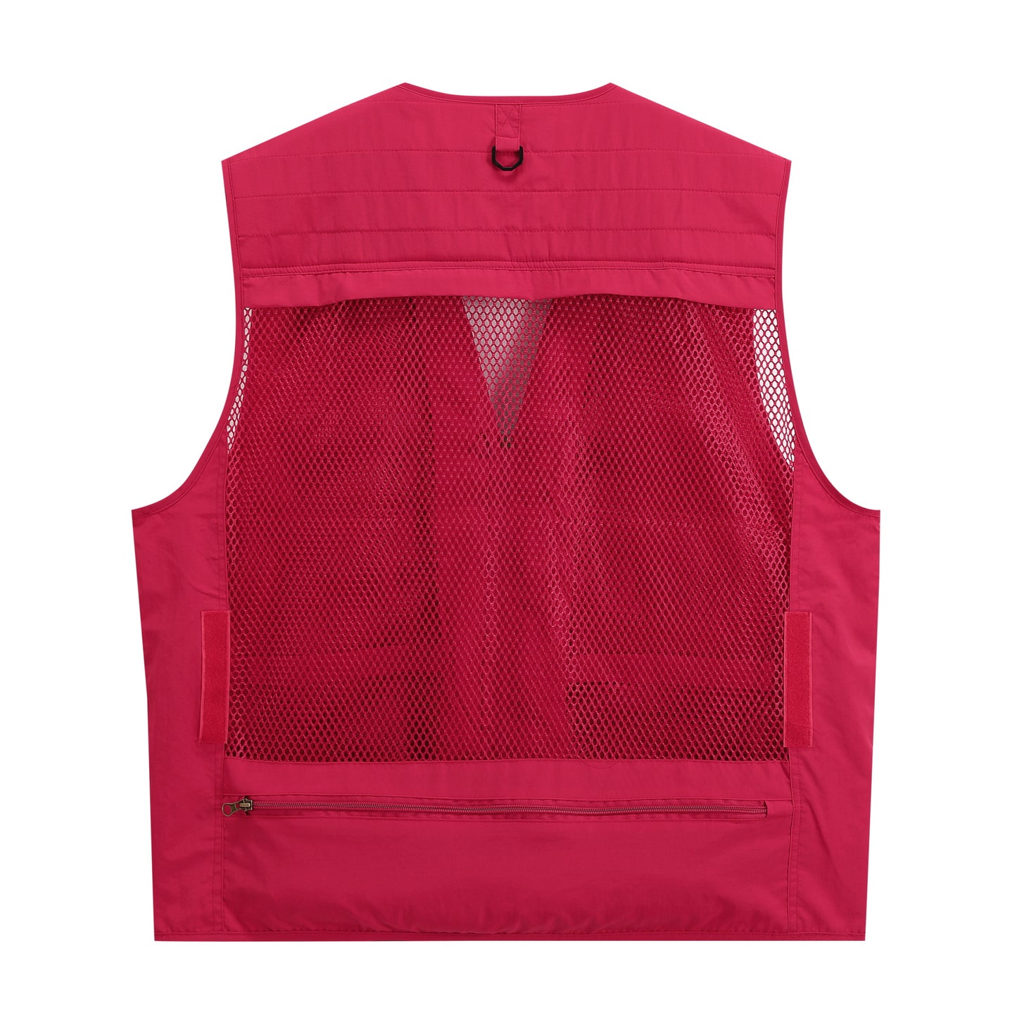 Men's V-neck solid color outdoor multi pocket casual vest in red