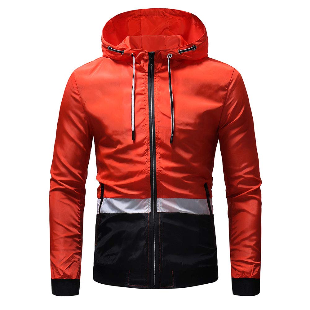 YOUTHUP Mens Jackets Casual Lightweight Hooded Sport Jacket Patchwork Outdoor Coat