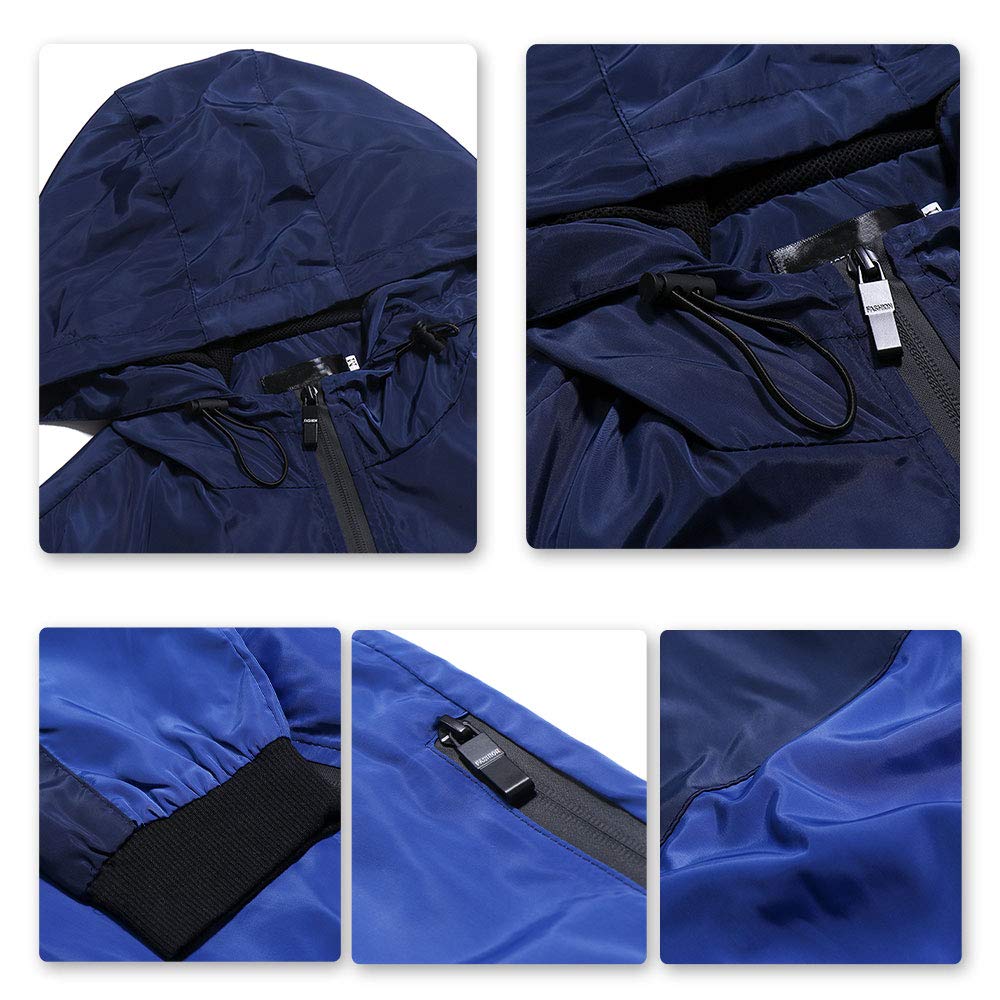 YOUTHUP Mens Jackets Casual Lightweight Hooded Sport Jacket Patchwork Outdoor Coat