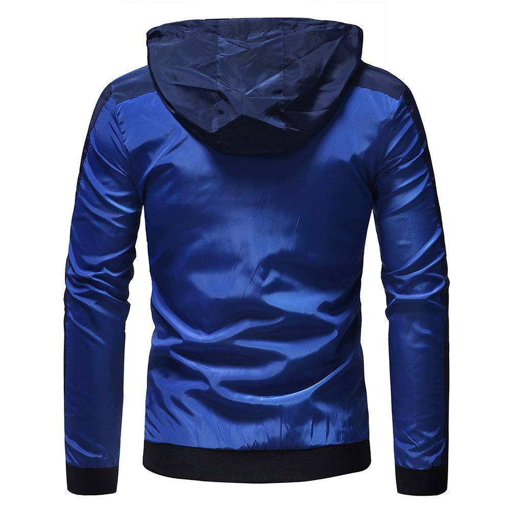 YOUTHUP Mens Jackets Casual Lightweight Hooded Sport Jacket Patchwork Outdoor Coat