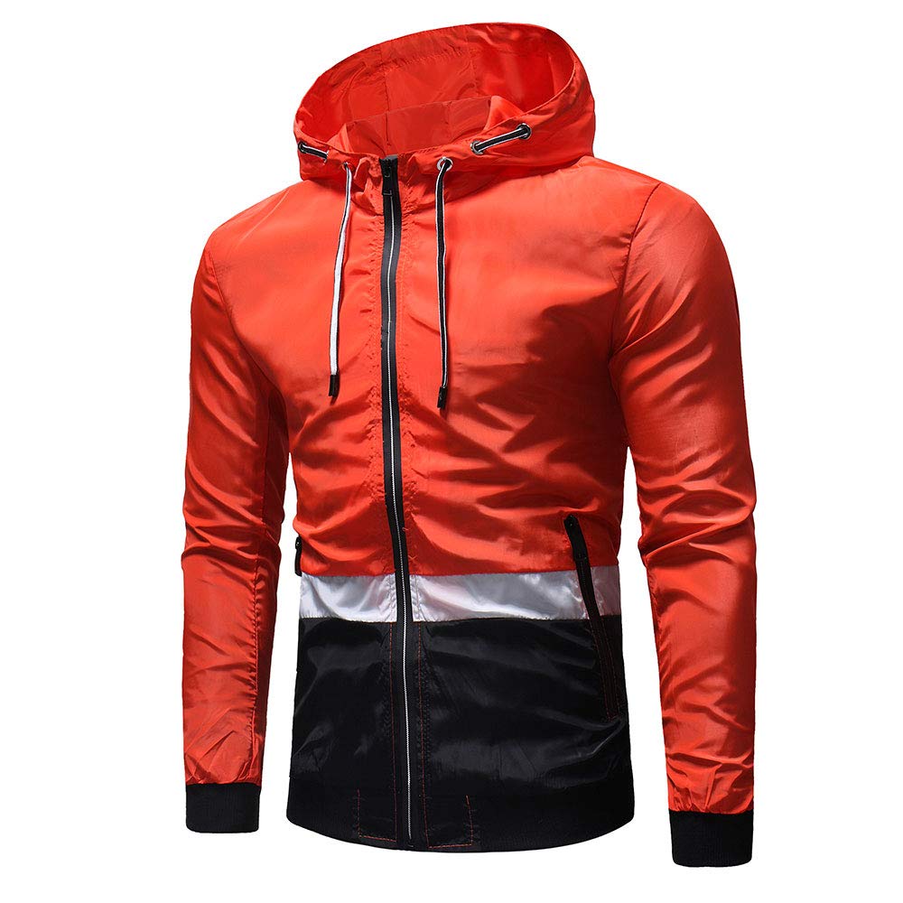 YOUTHUP Mens Jackets Casual Lightweight Hooded Sport Jacket Patchwork Outdoor Coat