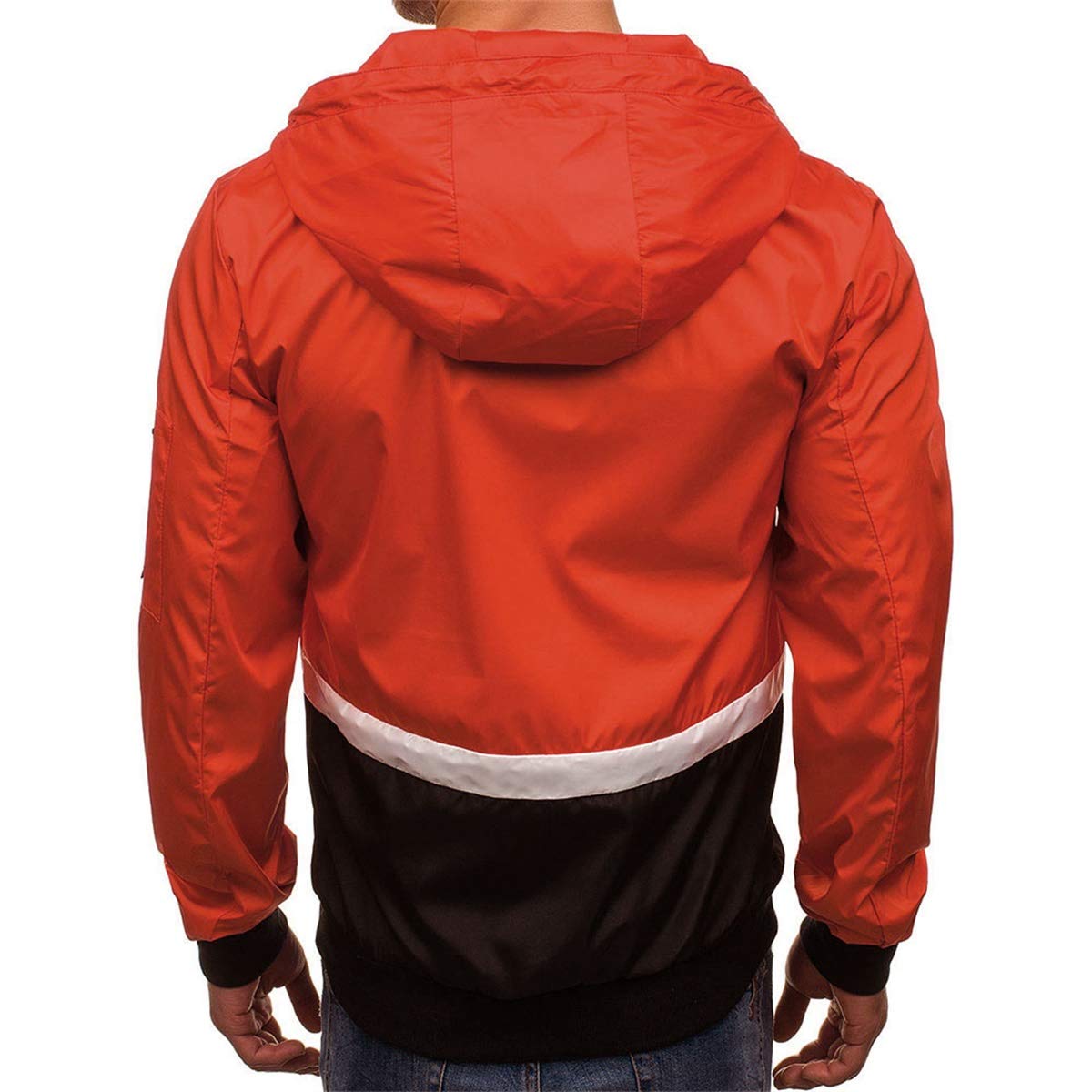 YOUTHUP Mens Jackets Casual Lightweight Hooded Sport Jacket Patchwork Outdoor Coat