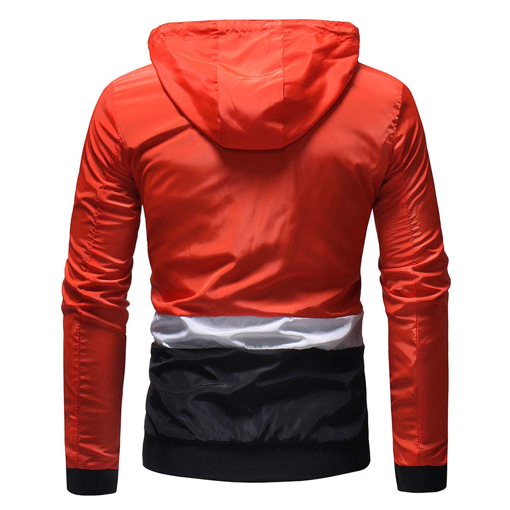YOUTHUP Mens Jackets Casual Lightweight Hooded Sport Jacket Patchwork Outdoor Coat