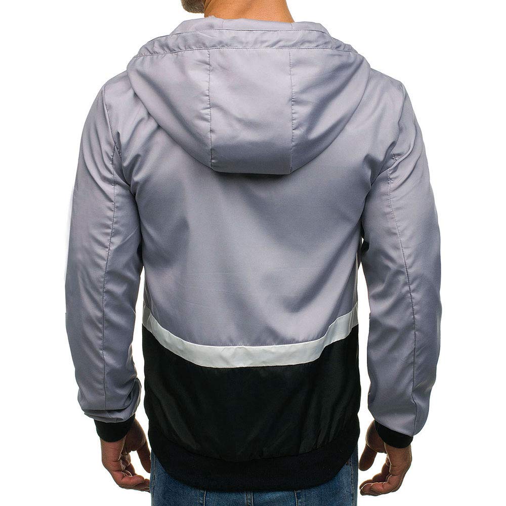 YOUTHUP Mens Jackets Casual Lightweight Hooded Sport Jacket Patchwork Outdoor Coat