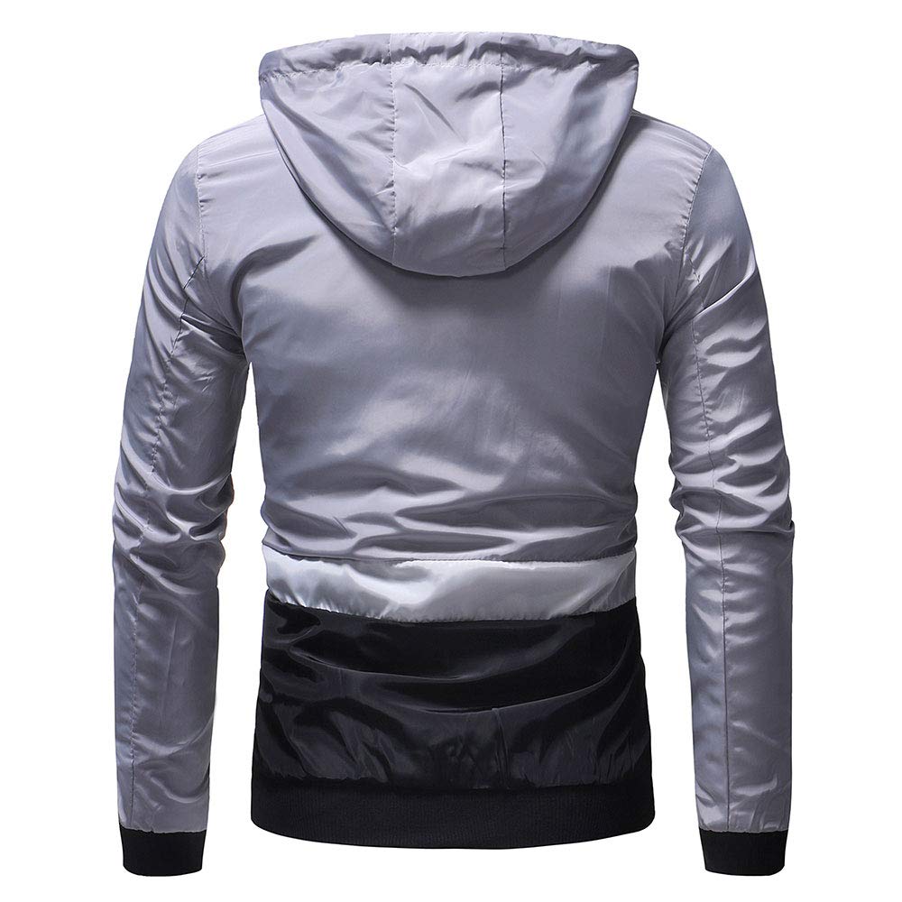 YOUTHUP Mens Jackets Casual Lightweight Hooded Sport Jacket Patchwork Outdoor Coat