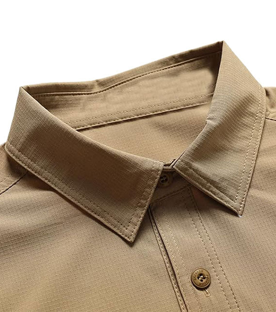YOUTHUP Men's Military Style Shirts Long Sleeve Slim Fit Button Down Work Tops with Zipper Pocket