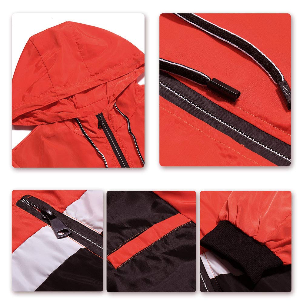 YOUTHUP Mens Jackets Casual Lightweight Hooded Sport Jacket Patchwork Outdoor Coat