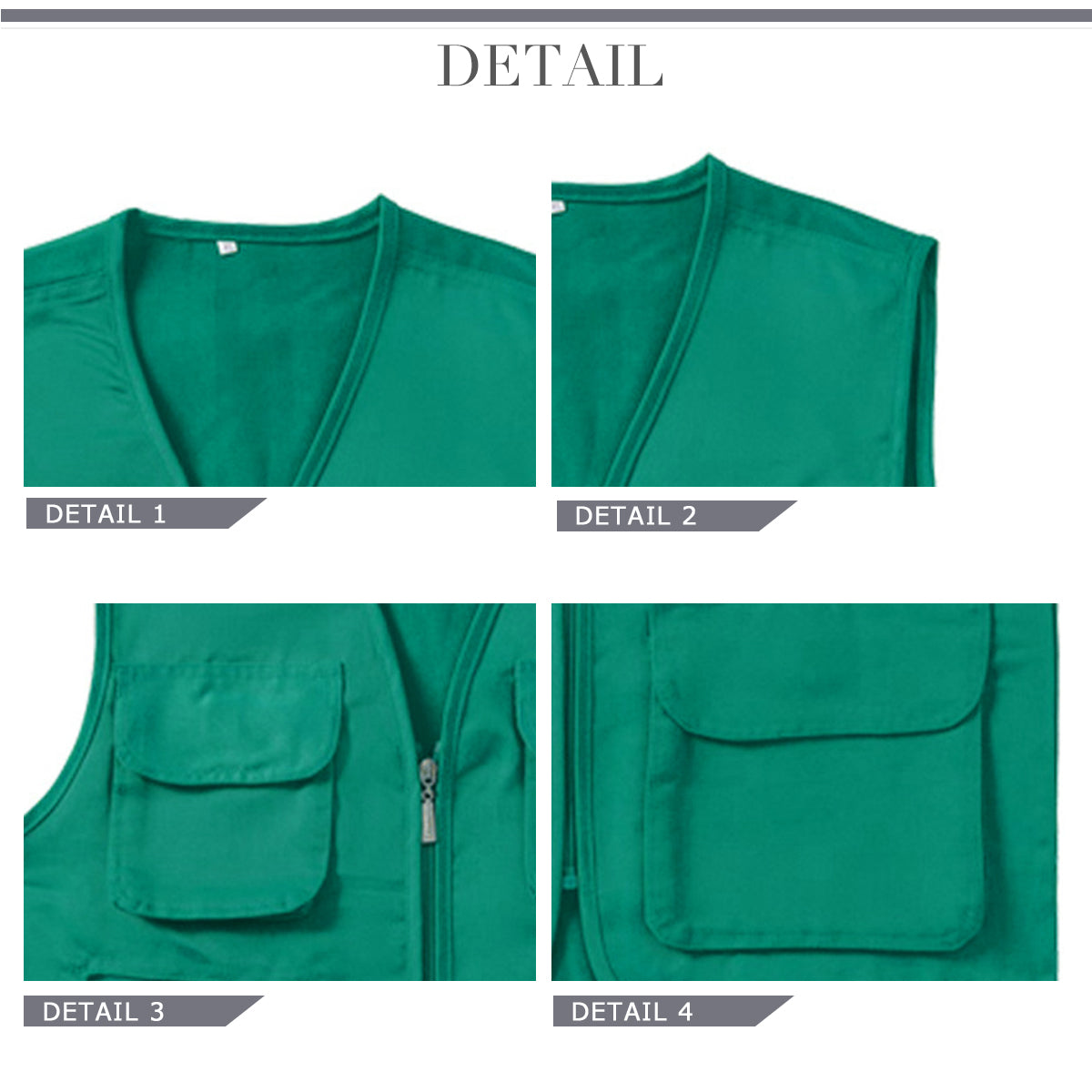 Men's solid color straight tube zipper vest green