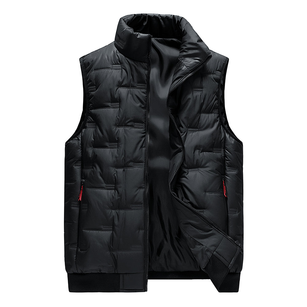 Men's solid color stand collar vest black