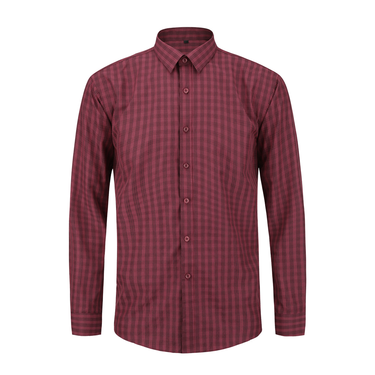 Men's lapel plaid long sleeve shirt in red