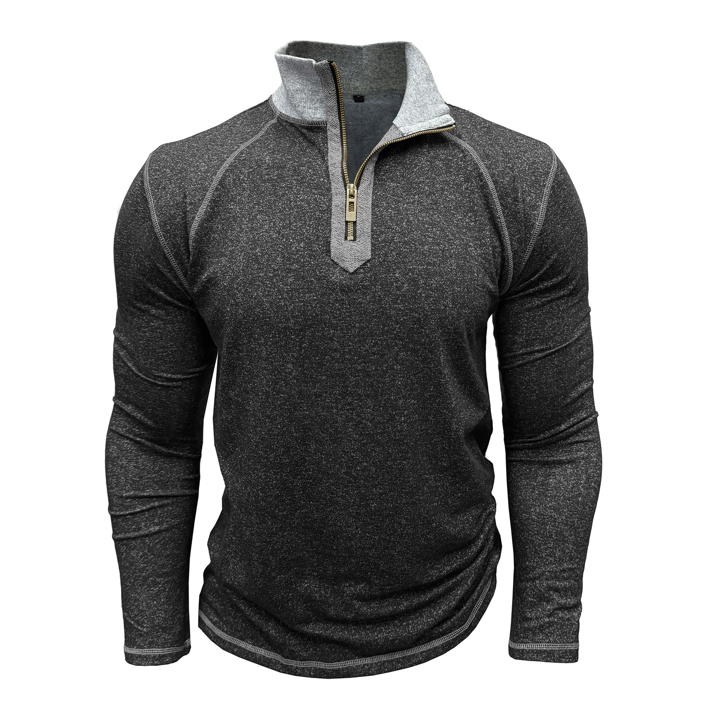 Men's Slim T-shirt with zip collar in black