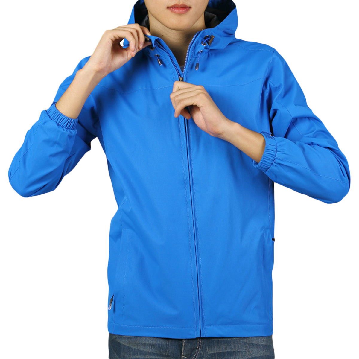 Men's hooded drawstring jacket sky blue
